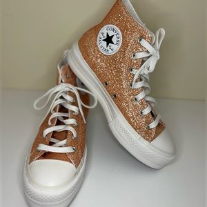 NWOT Converse Chuck Taylor Lift Platform Hi Gold Shimmer